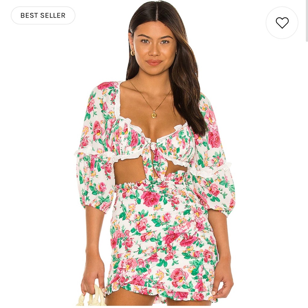 Lovers & Friends Imogen Crop Top & Skirt in Ivory